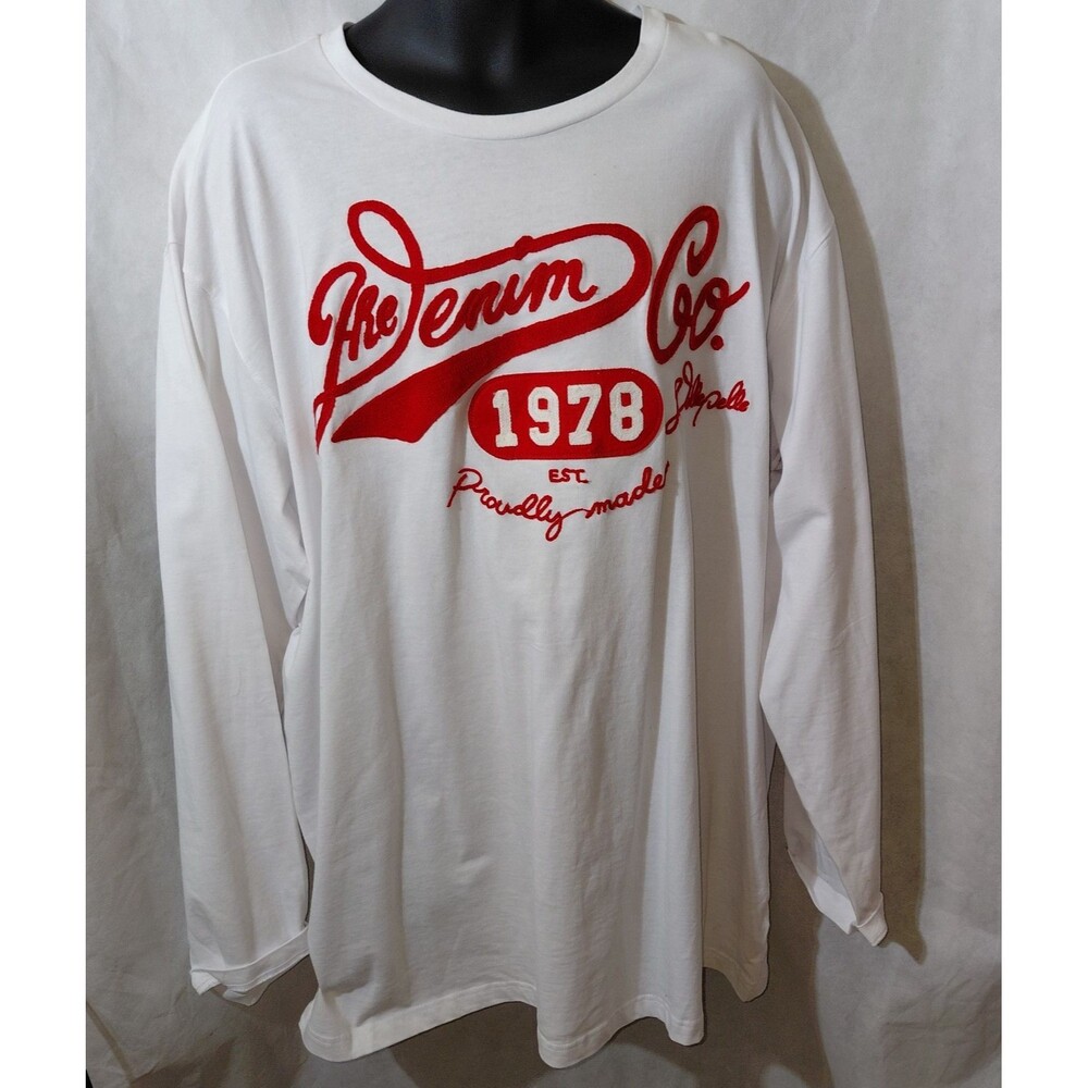 VTG Pelle Pelle The Denim Co. 1978 Graphic T-Shirt Mens 4XL White Long Sleeve